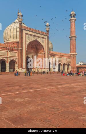 Jama Masjid Moschee, 1656, Delhi, Indien Stockfoto