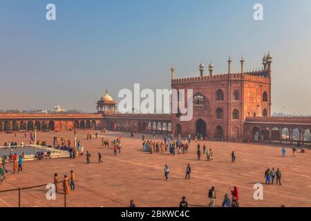 Jama Masjid Moschee, 1656, Delhi, Indien Stockfoto