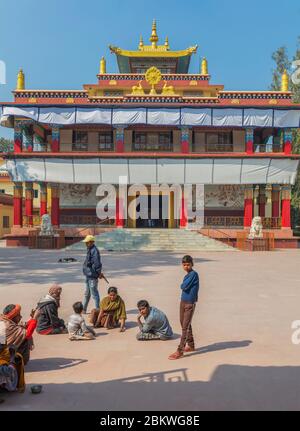 Karma Tharjay Chokhorling Kagyuapa Vajrayana, mongolischer buddhistischer Tempel, Buddhistischer Tempel, Bodh Gaya, Bihar, Indien Stockfoto