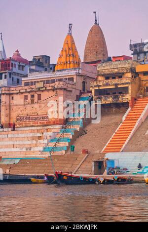 Stadtbild von Ganges, Varanasi, Uttar Pradesh, Indien Stockfoto