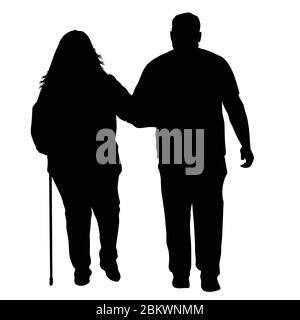 Senior paar Silhouette auf weißem Hintergrund, Vector Illustration Stock Vektor