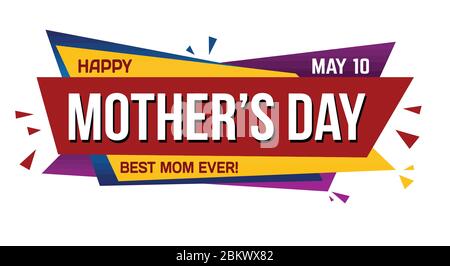 Happy Mother's Day Banner-Design auf weißem Hintergrund, Vektor-Illustration Stock Vektor