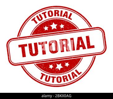 Tutorial Stempel. Tutorial runder Grunge Zeichen. Etikett Stock Vektor