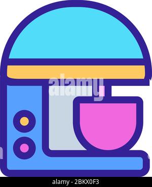 Automatische stationäre Mixer Symbol Vektor Umriss Illustration Stock Vektor