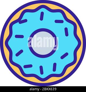 Karamell Donut Symbol Vektor Umriss Illustration Stock Vektor