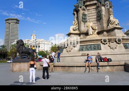 Kolumbus-Denkmal in Port Vell, Barcelona, Katalonien, Spanien, Europa Stockfoto