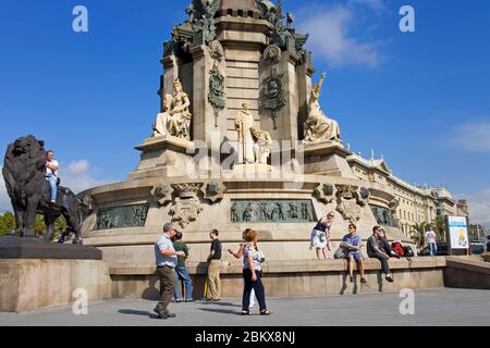 Kolumbus-Denkmal in Port Vell, Barcelona, Katalonien, Spanien, Europa Stockfoto