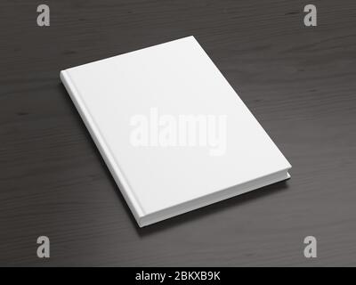 Leerer Bucheinband auf schwarzem Hintergrund. Seitenansicht Stockfoto