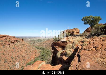 Wanderer am Cotterills Lookout in Kings Canyon von der Nordwand, Northern Territory, Australien Stockfoto