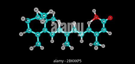 Isotretinoin oder 13-cis-Retinosäure ist ein Medikament, das hauptsächlich zur Behandlung schwerer Akne verwendet wird. Es wird auch verwendet, um bestimmte Hautkrebs zu verhindern. 3d-Illust Stockfoto