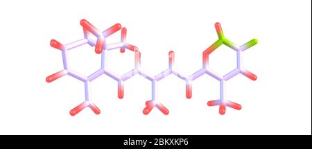 Isotretinoin oder 13-cis-Retinosäure ist ein Medikament, das hauptsächlich zur Behandlung schwerer Akne verwendet wird. Es wird auch verwendet, um bestimmte Hautkrebs zu verhindern. 3d-Illust Stockfoto