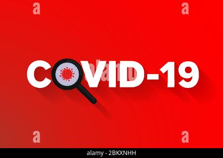 Inschrift COVID-19 auf rotem Hintergrund, Vektor, Illustration, eps-Datei Stock Vektor