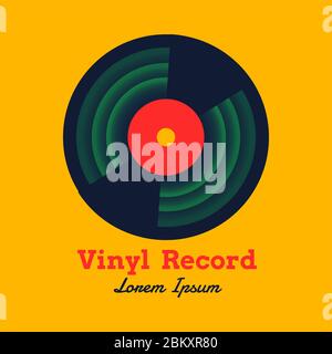 Vinyl Schallplatte Musik Design Vektor-Illustration mit gelben Hintergrund Grafik für Logo, Symbol, etc. Stock Vektor