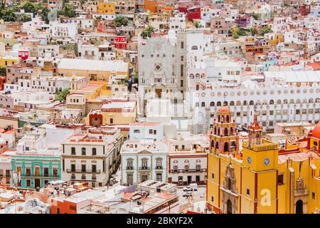 guanajuato mexiko, Blick auf eine bunte mexikanische Stadt Stockfoto