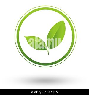 Grünes veganes Logo im Kreis. Illustration. Stockfoto