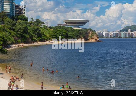 Boa Viagem Insel und Guanabara Bucht, Niteroi, Rio de Janeiro Staat, Brasilien Stockfoto
