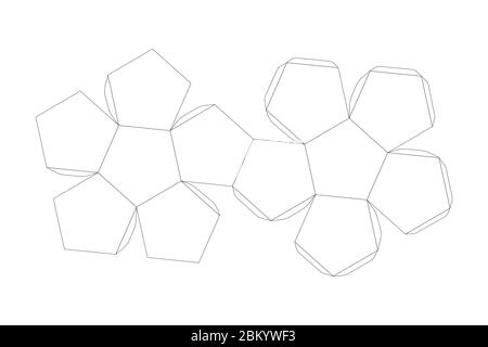 Papier Dodekaeder Vorlage, Trimmschema auf weiß Stock Vektor