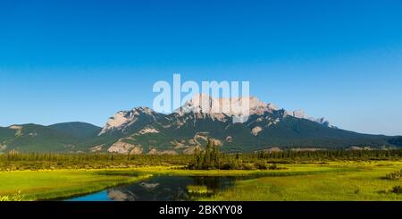 Naturlandschaften entlang des Trans-canada hwy von Calgary nach Banff, Alberta, Kanada Stockfoto