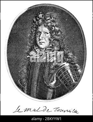 Anne Hilarion de Costentin, Cotentin, comte de Tourville, 24. November 1642 - 23. Mai 1701, war ein französischer Admiral und Marineheld und Marschall von Frankreich unter Louis XIV.. / Anne Hilarion de Costentin, Cotentin, comte de Tourville, 24. 1642. Bis 23. November. Mai 1701, war ein französischer Admiral und Seeheid sowie Marschall von Frankreich unter Ludwig XIV. , Historisch, historisch, digital verbesserte Reproduktion eines Originals aus dem 19. Jahrhundert / Digitale Reproduktion einer Originalvorlage aus dem 19. Jahrhundert, Stockfoto