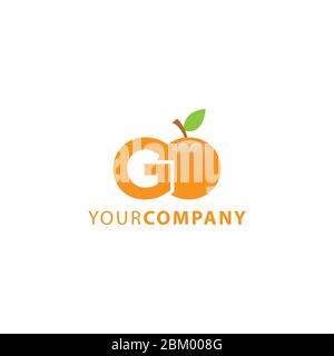 Letter GO Logo mit frischen Orange Themen mit O-Buchstaben verwandeln sich in orange Frucht Form Stock Vektor