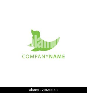 Grüne Farbe Silhouette von Seelöwe Tier Logo Design Vektor Illustration Stock Vektor