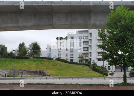 Docklands Light Railway Geometrie Form Curve Platforms Pontoon Dock DLR Station, Royal Docks, London Silvertown Stockfoto