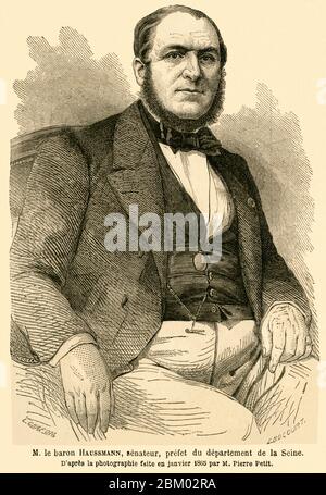 Europa, Frankreich, Paris, Georges-Eugène Baron Haussmann, französischer Städteplaner, Motiv aus : ' Le Monde Illustré ', No. 408, 4. Februar 1865 (4. Februar 1865 ) . / Europa, Frankreich, Paris, Georges-Eugène Baron Haussmann, französischer Stadtplaner, Bild aus: ' Le Monde Illustré ', Nr. 408, 4. Februar 1865 ( 04. 02. 1865 ) . Stockfoto