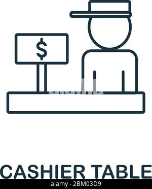 Symbol für Kassierertabelle. Symbol im Linienstil aus der Kollektion Shopping Icon. Kasse Tisch kreative Element für Logo, Infografik, ux und ui Stock Vektor