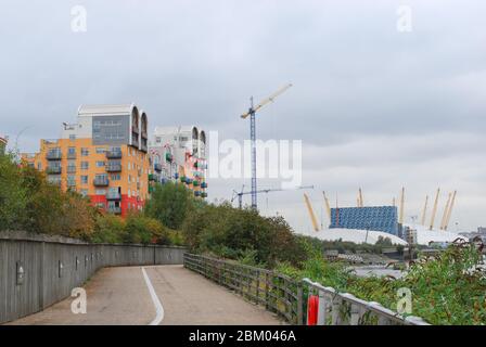 Docklands New Labor Tony Blair Millennium Dome O2 Arena, Peninsula Square, Greenwich Peninsula, London SE10 0DX von Richard Rogers HOK Sport Stockfoto