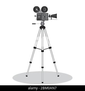 Vintage Kino Projektor Vektor-Illustration isoliert auf weißem Hintergrund Stock Vektor