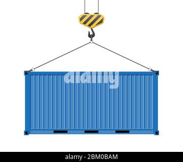 Container hängt auf dem Haken Vektor-Illustration isoliert auf weißem Hintergrund. Stock Vektor