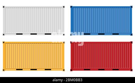 Frachtcontainer Vektor-Illustration isoliert auf weißem Hintergrund. Stock Vektor