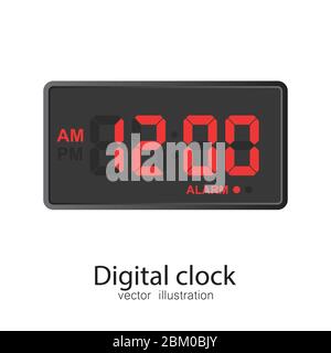 Digitale Uhr Vektor Illustration isoliert auf weißem Hintergrund. Stock Vektor