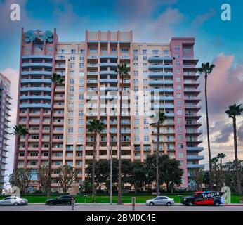 Bunte Wohnungen in Long Beach Stockfoto