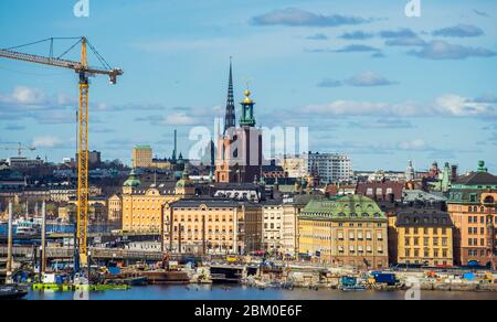 April 22, 2018. Stockholm, Schweden. Panorama der Altstadt von Stockholm, in klares Wetter. Stockfoto