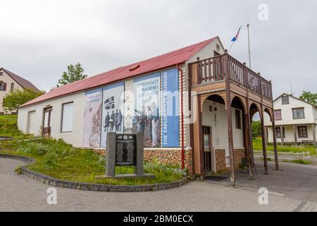 Das Explorationsmuseum, das die Geschichte der menschlichen Erforschung dokumentiert, Húsavík, Island. Stockfoto