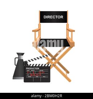 Regisseur Stuhl Vektor Illustration isoliert auf weißem Hintergrund Stock Vektor