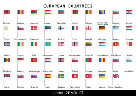 Europa Flaggen Vektor-Illustration isoliert auf weißem Hintergrund Stock Vektor