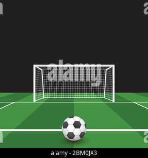 Fußball auf dem Rasen vor dem Ziel Vektor-Illustration Stock Vektor