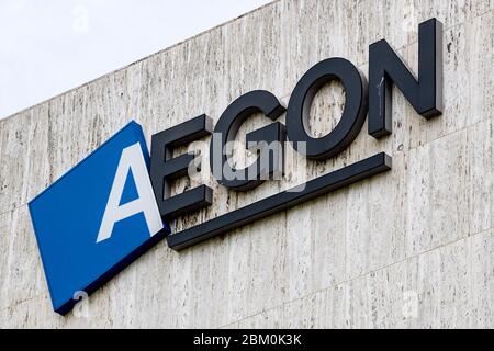 Den Haag, Niederlande. April 2020. DEN HAAG, 03-05-2020, Head Quarter of Aegon, niederländischer Finanzdienstleister, hoofdkantoor Credit: Pro Shots/Alamy Live News Stockfoto