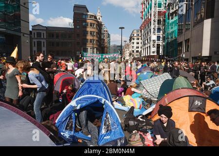 Anti-G20-Demonstranten im Klimacamp, Bishop Gate, City of London, Großbritannien. April 2009 Stockfoto