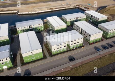 Luftaufnahme des Flüchtlingslagers in Hamburg Stockfoto