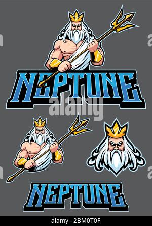 Neptun Poseidon Mascot Stock Vektor