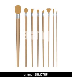 Pinsel Set Vektor-Illustration isoliert auf weißem Hintergrund Stock Vektor