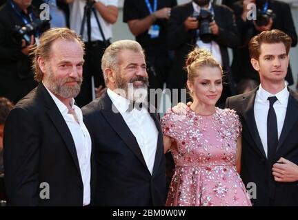 Venedig, Italien. September 2016. Hugo Weaving, Mel Gibson, Teresa Palmer besucht die Fotozelle des Films 'Hacksaw Ridge' Stockfoto