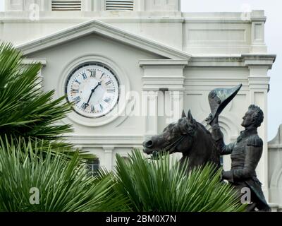 Andrew Jackson Statue des Bildhauers Clark Mills, Jackson Square, Downtown New Orleans French Quarter, USA Stockfoto