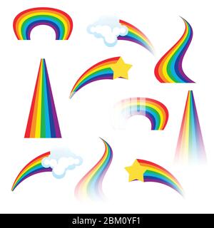 Set aus bunten Regenbogen. Vektorgrafik Stock Vektor