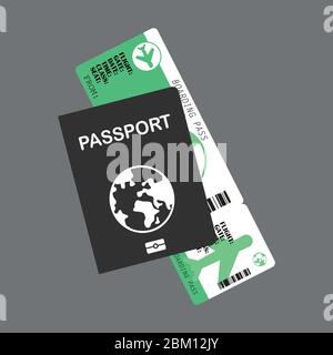 Reisepass mit Ticket Vektor Illustration in flachem Stil Stock Vektor