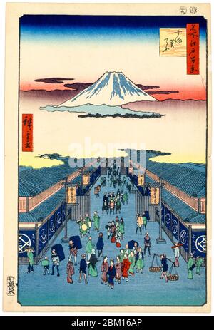 Utagawa Hiroshige, Holzschnitt, Suruga-chō, aus der Serie hundert berühmte Ansichten von Edo, 1856 Stockfoto