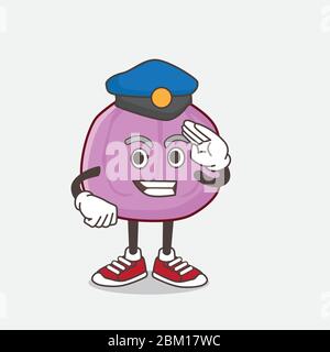 Eine Illustration von Fig Fruit Cartoon Maskottchen Charakter arbeitet als Polizist Stock Vektor